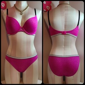 Y2K Victoria's Secret Everyday Perfect Smooth Bra/ Panty Set Size 32D/sm Pink